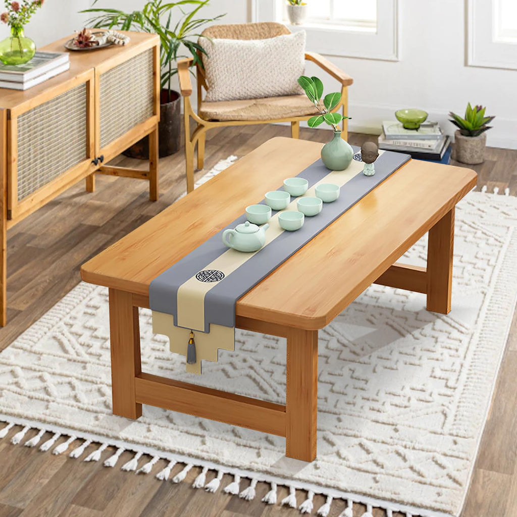 Japanese Floor Sitting Table, Folding Wood Tea Table Chabudai Japanese Coffee Table Low Table Home Tatami Office (B