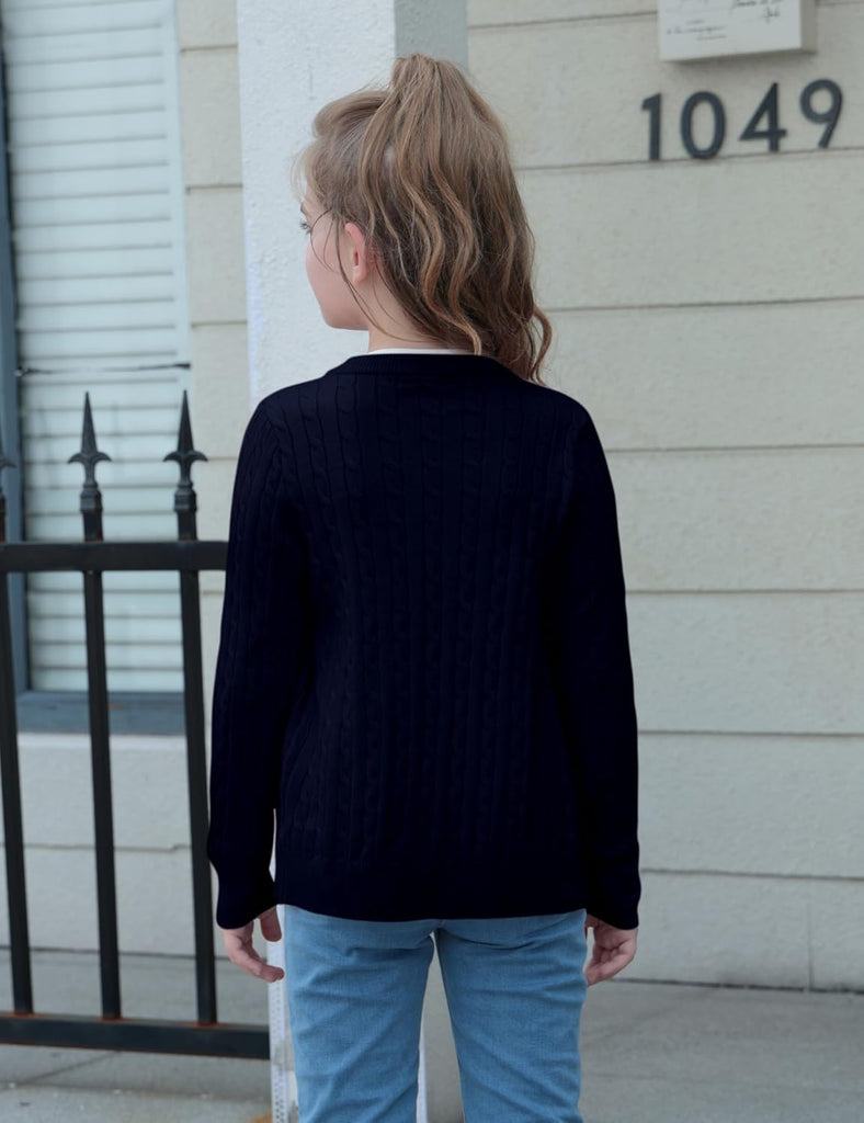 Cardigan Long Sleeve Button Down Sweater Toddler Kids Knit School Uniforms Sweaters with Pockets