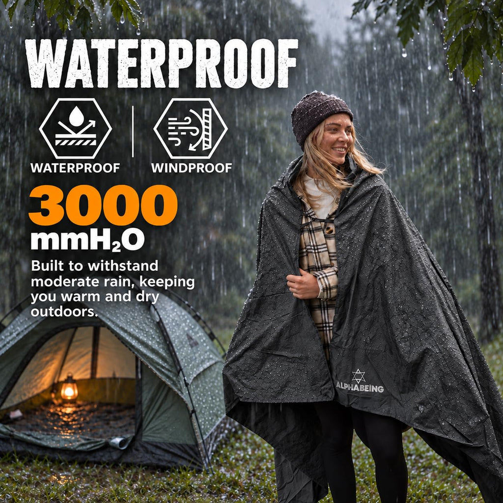 Waterproof Outdoor Blanket with Merino Wool, Extra Thick Warm