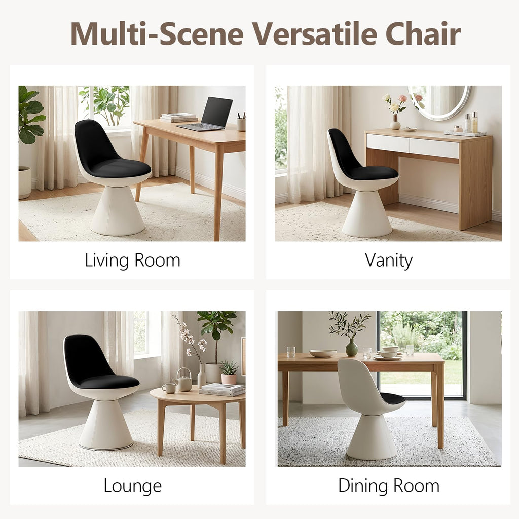 Modern Upholstered Vanity Stool Chair, Comfy PU Leather Ottoman Stool