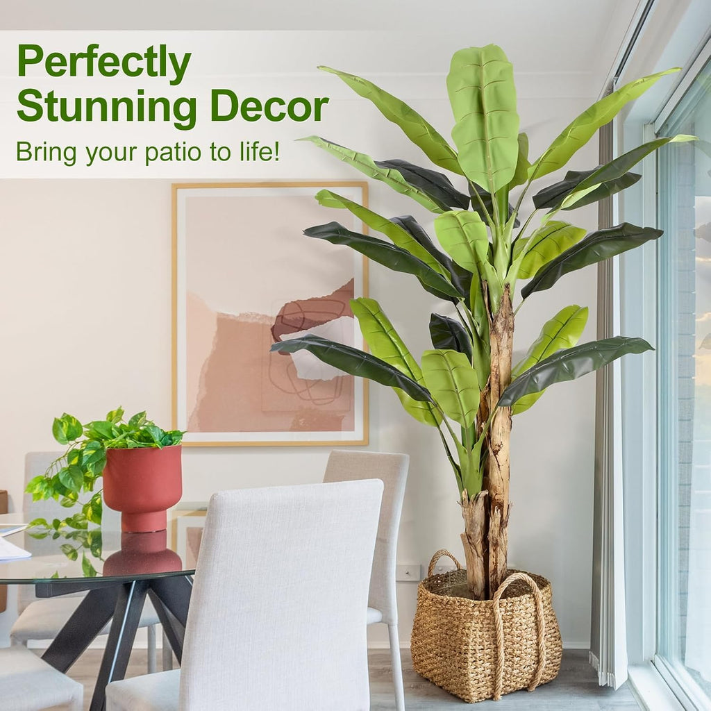 8.5ft Extra Tall Artificial Banana Tree, Fake Banana Leaf Plant with 26 Faux Banana Leaves, Perfect Indoor Outdoor