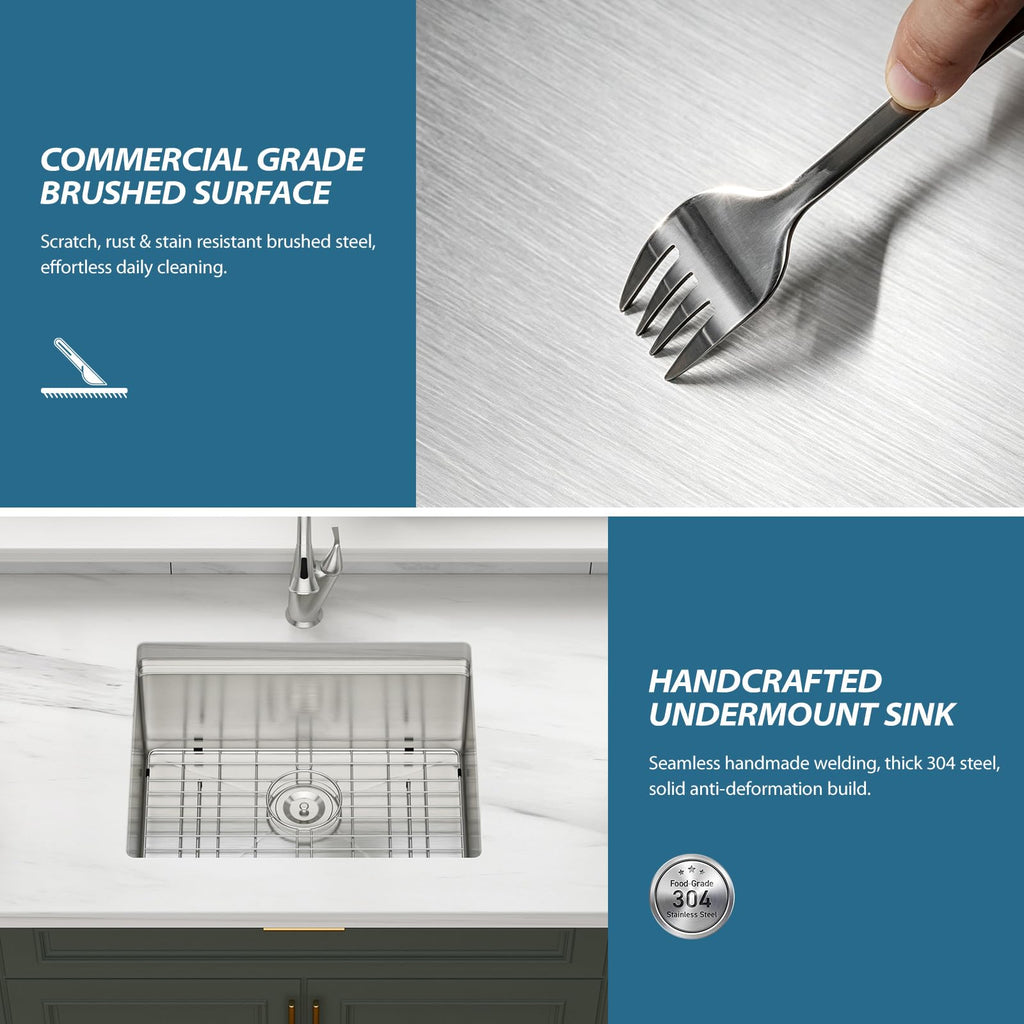 23 inch Undermount Sink Stainless Steel Handmade