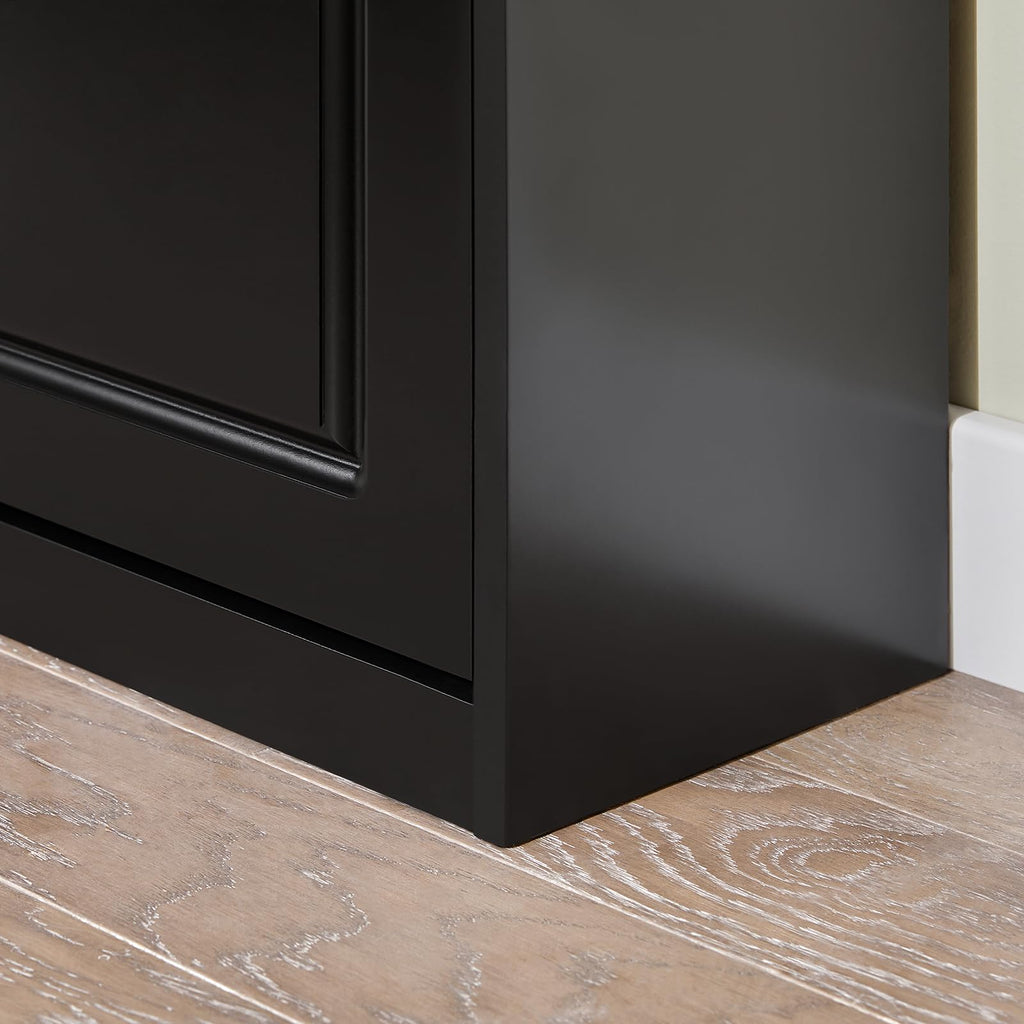Black Shoe Cabinet with 3 Flip Drawers, Narrow Freestanding Shoe Rack Entryway, Hidden Slim Shoe Rack with Drawer