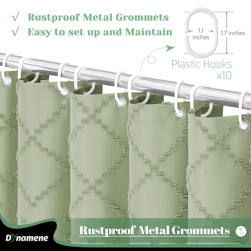Stall Boho Shower Curtain Tufted Geometric 54"x72" Sage Green
