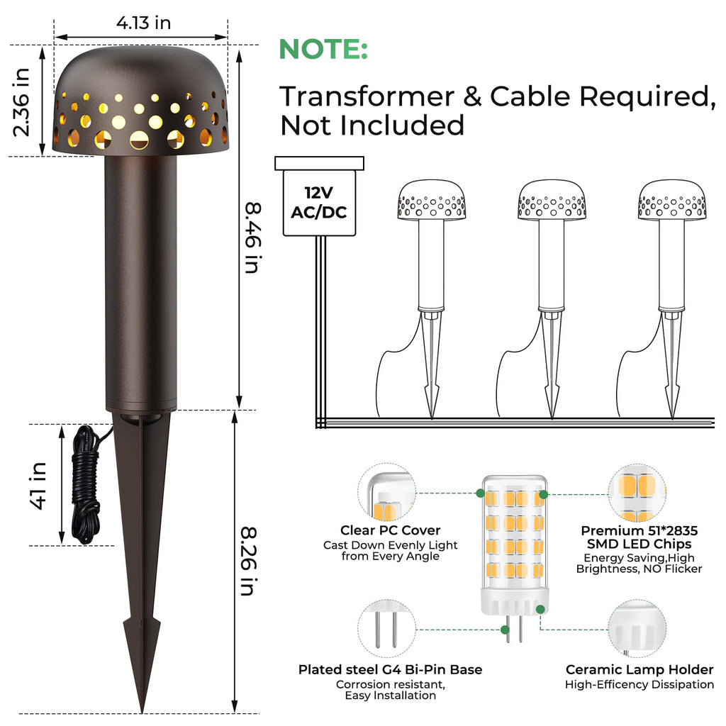 Low Voltage Landscape Lighting, 12V LED Path Lights 6 Pack