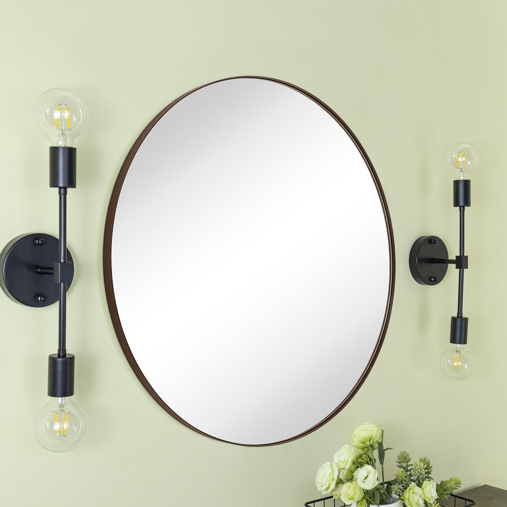 30 inch Oil Rubbed Bronze Round Mirror Circle Bathroom Vanity Mirror