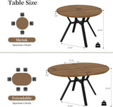 43.2"-59.1" Extendable Round Dining Table for 4-6 People, Modern Kitchen Oval Dining Table with Flexible Leaves Space