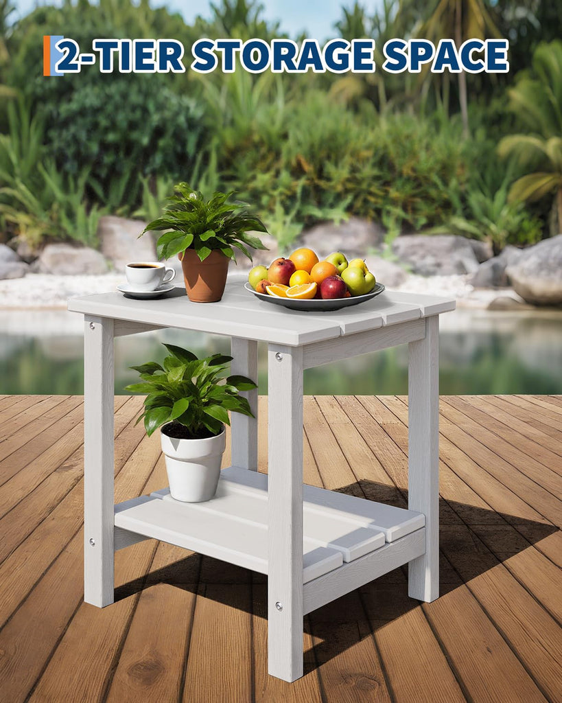 Poly Lumber Rocking Chair Outdoor Set of 4 with 2 Side Table - HDPE High Back Porch Rocker Chairs for Adults - All