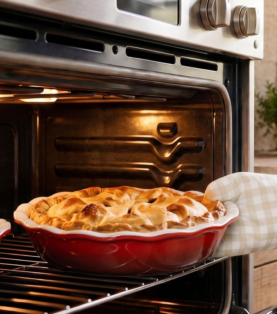 53oz, Deep Dish Pie Pan, 9 Inch, Ceramic, Red, Set of 2