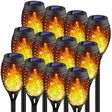 Solar Lights Outdoor 12Pcs Solar Torch Light with Flickering Flame