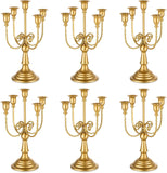 Candelabra Gold Candle Holders - 5 Arm 11.8" Wedding Candlestick Holder for Theme Party Table Centerpiece Decor