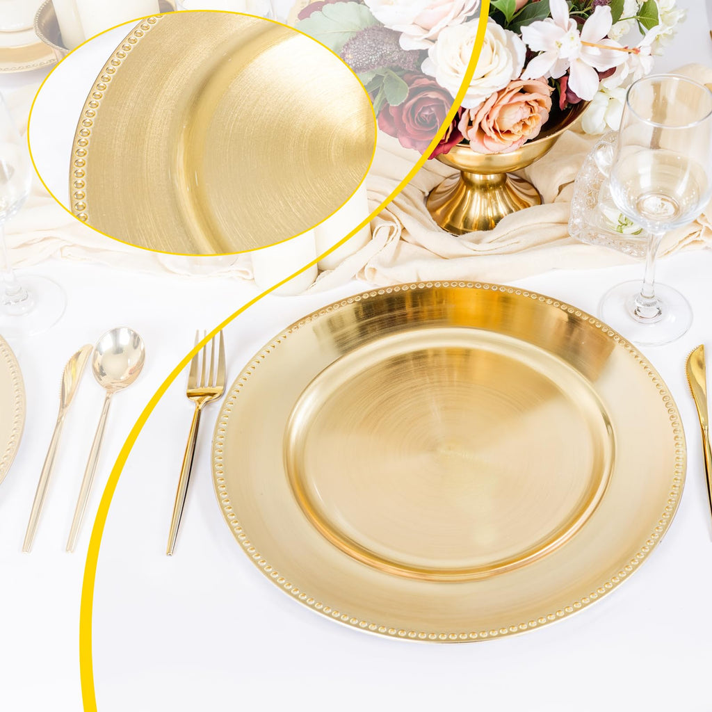 24 Pcs Plastic Round Charger Plates 13'' Chargers for Dinner Plate Great for Table Setting Wedding Party Decoration
