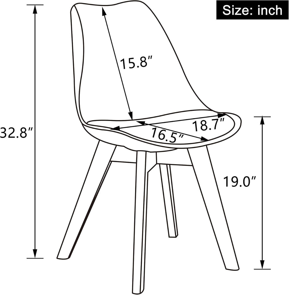 Mid Century Modern Dining Chairs,Shell Lounge Plastic Side Chair with Soft Padded and Wooden Legs for Dining