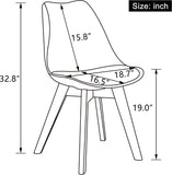 Mid Century Modern Dining Chairs,Shell Lounge Plastic Side Chair with Soft Padded and Wooden Legs for Dining
