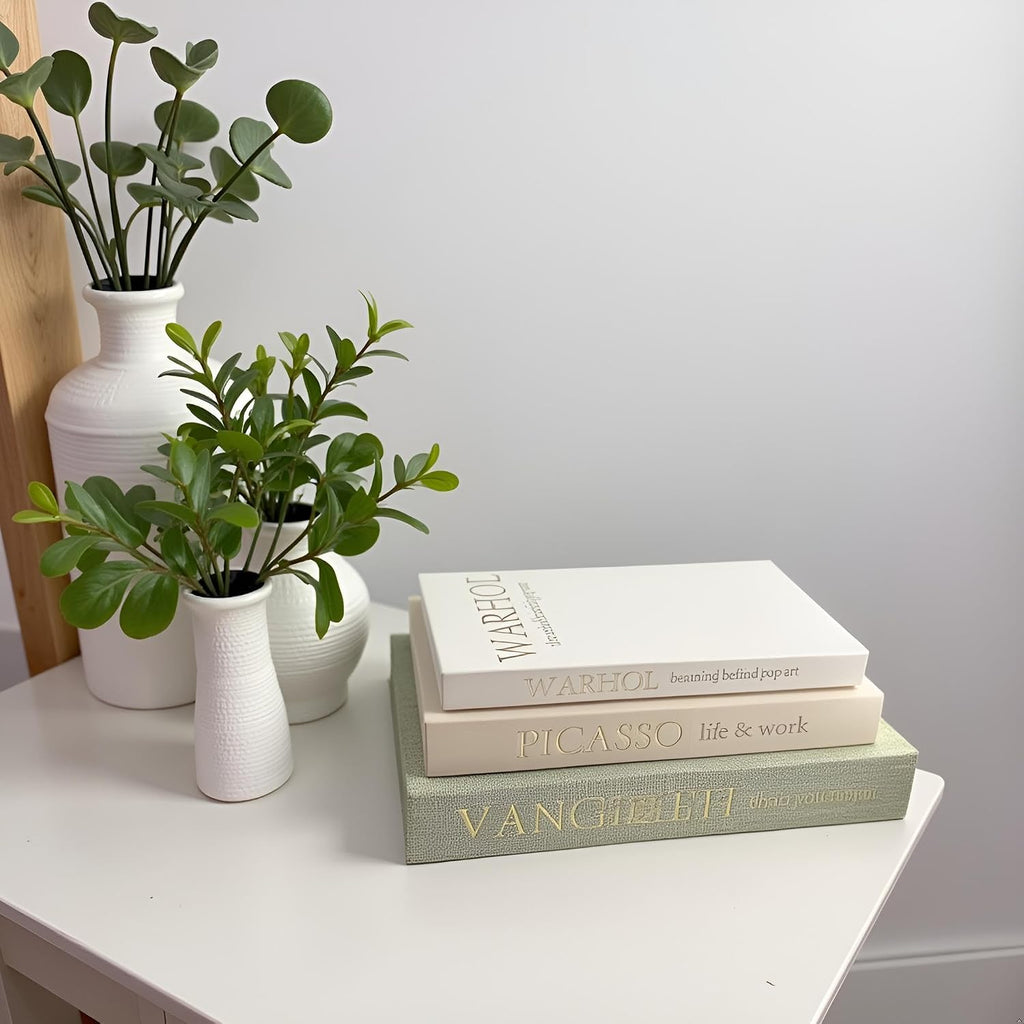 Set of 3 Decorative Books - Linen Faux Fake Books for Decor Aesthetic, Decorative Book for Coffee