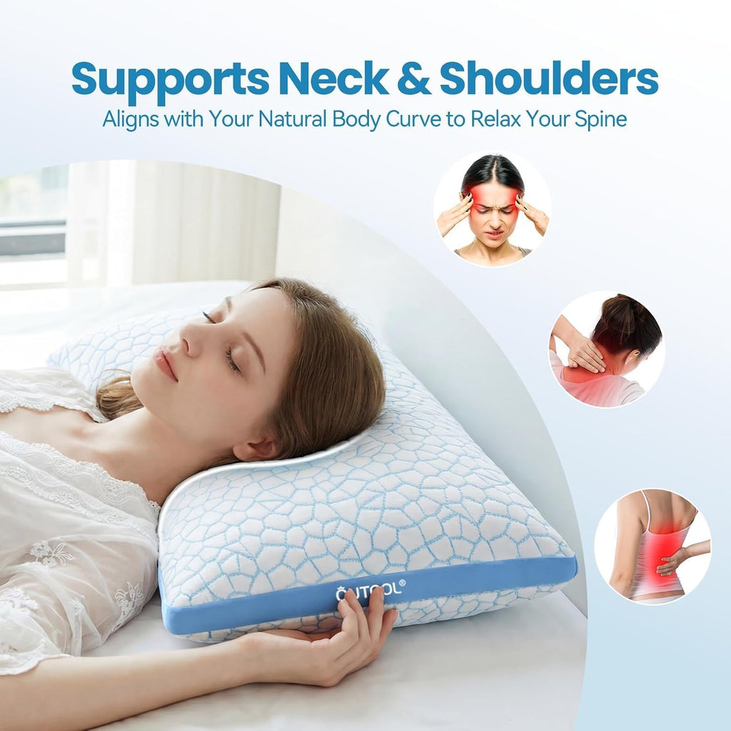 Enhanced Cooling Pillow for Hot Sleepers,Shredded Memory Foam Pillow King Size Set of 2,Adjustable Gel Bed Pillow for