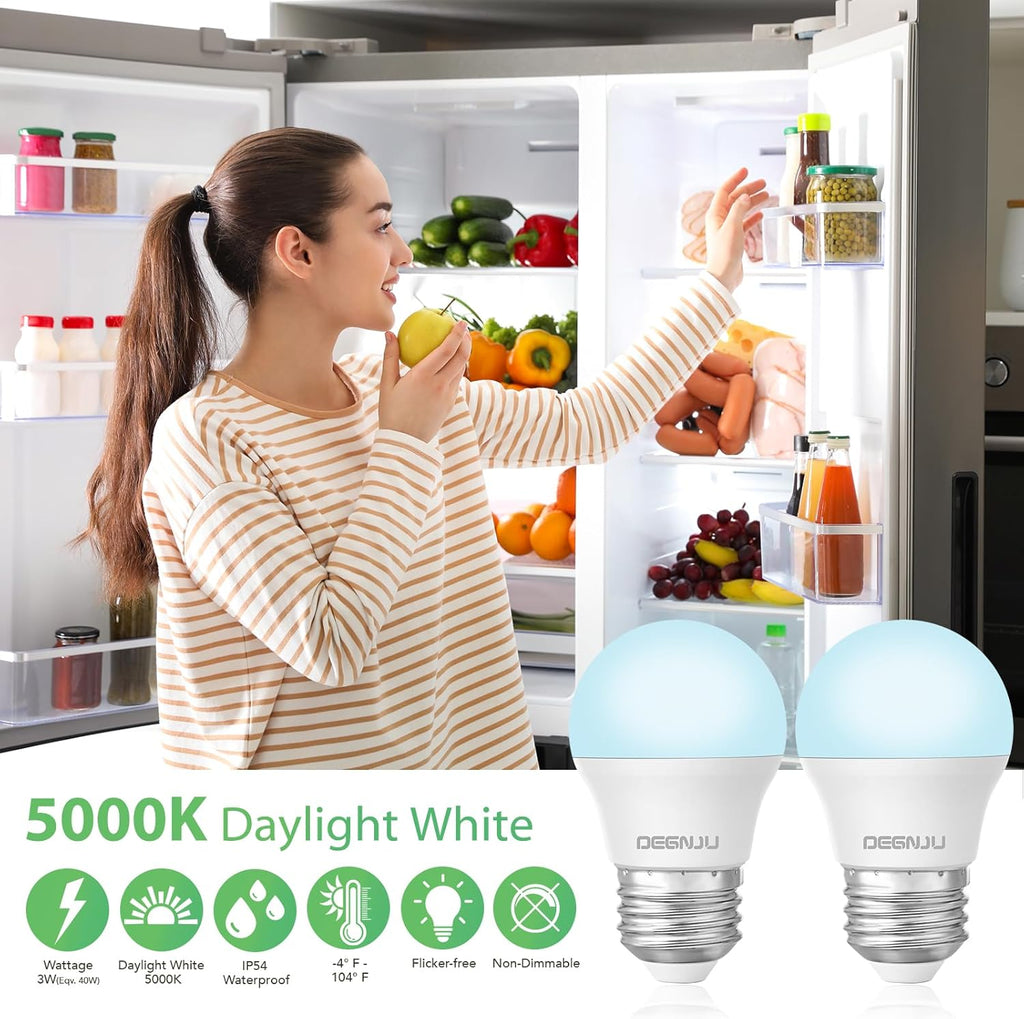 LED Refrigerator Light Bulb, 40 Watt Equivalent, 120V, Fridge Light Bulb 5000K Daylight White, A15 Appliance Bulb