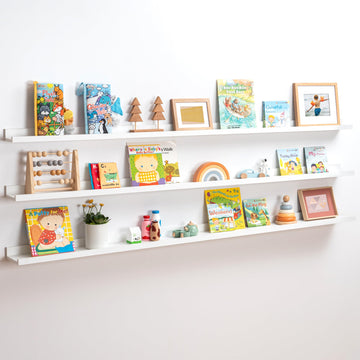 Picture Ledge Shelf, 72 Inch White Floating Shelves Set of 3