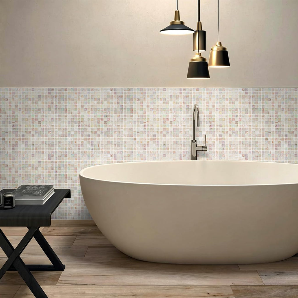 5.75 Sq.Ft Iridescent Pink Glass Mosaic Tile, Backsplash