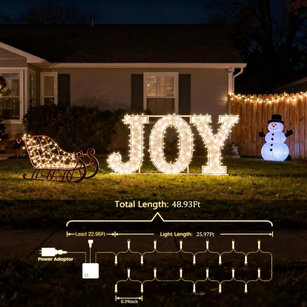 Cluster Christmas Lights, 800 LED 48FT Warm White Cluster Lights, Twinkle Christmas Tree Outdoor Waterproof with 8