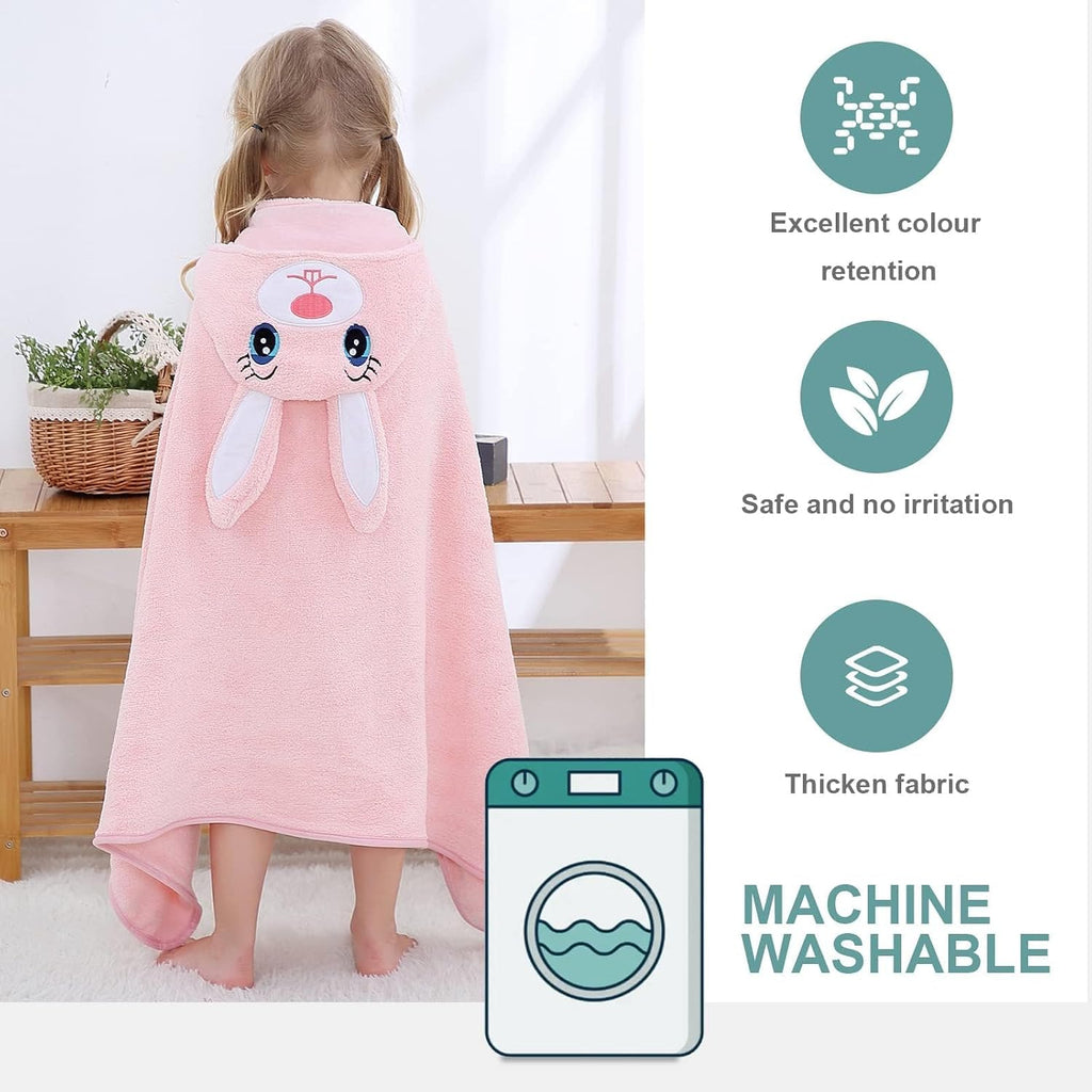 Cartoon Hooded Baby Towel Unisex, Premium Soft Swimming Bathrobe Large Washcloths 27.5" x 47" for 0 (Rabbit)