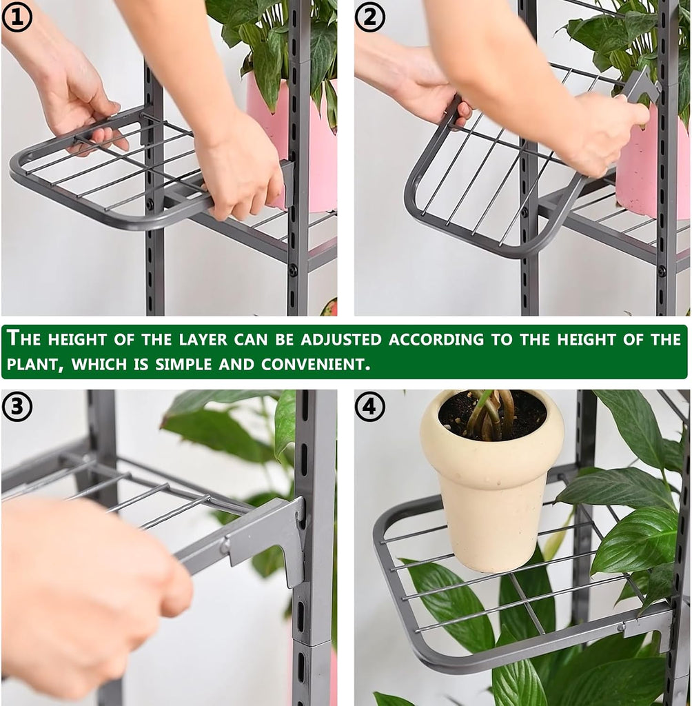 Plant Stand Indoor Outdoor Tiered Adjustable Tall Plant Shelf Rack | 7 Tier Plant Shelves Multiple Flower Holder