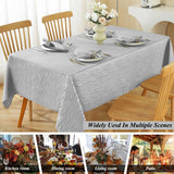 Wavy Swirl Jacquard Tablecloth, 60 x 120 Inch Rectangular Grey Textured Table Cover, Heavy Duty, Wri