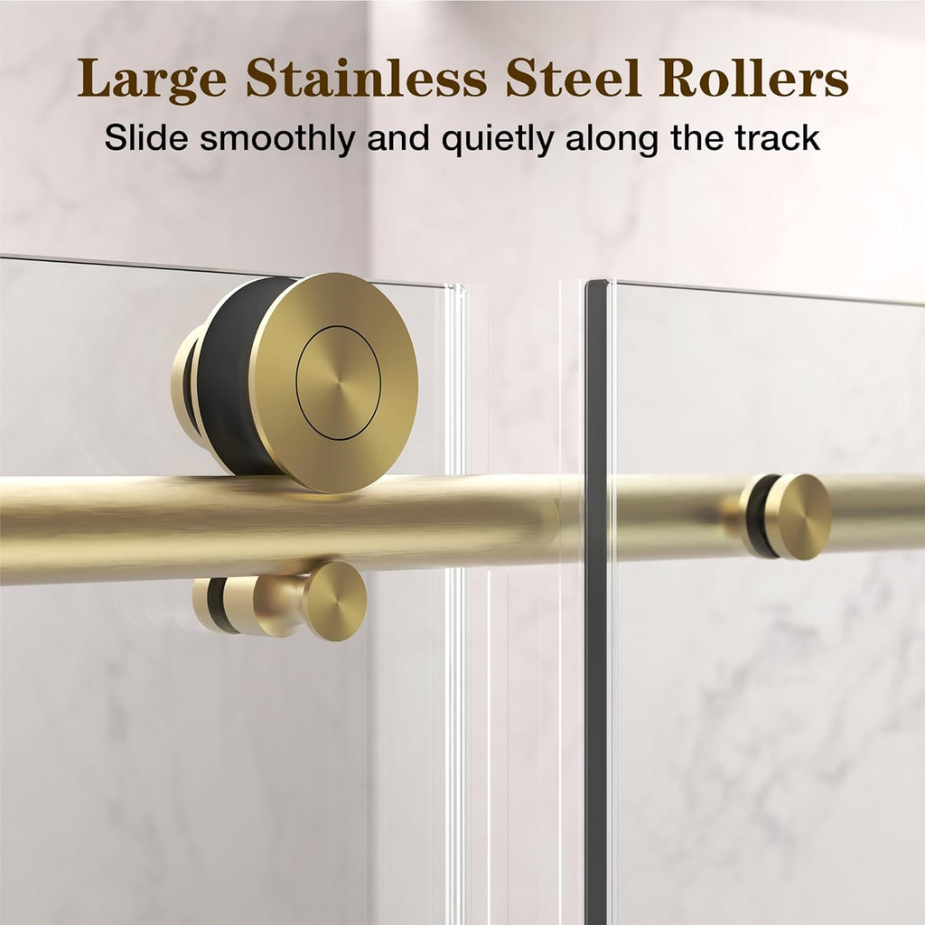 56-60” x 76” Frameless Shower Door, 5/16" (8mm) Clear SGCC Tempered Glass, Bathroom Glass Sliding Shower Doors