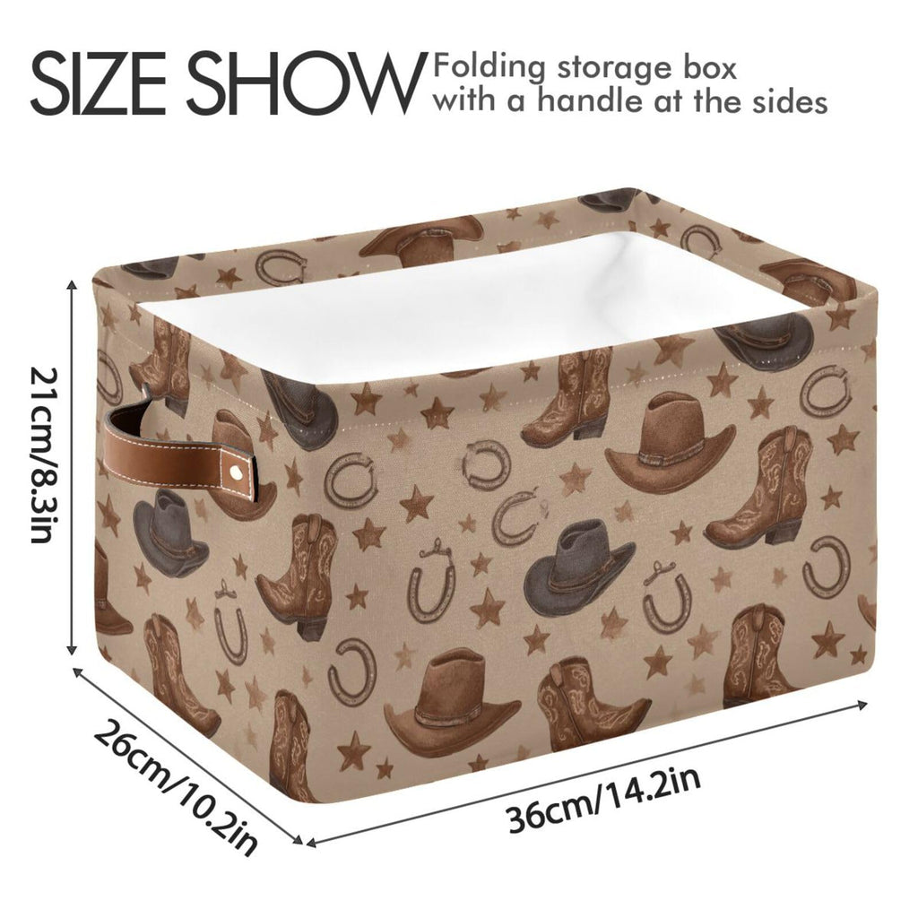 Toy Storage Basket Western Cowboy Cowgirl Nursery Bins Lucky Horse Shoe Baby Toys Box Canvas Clothes Shelf Basket