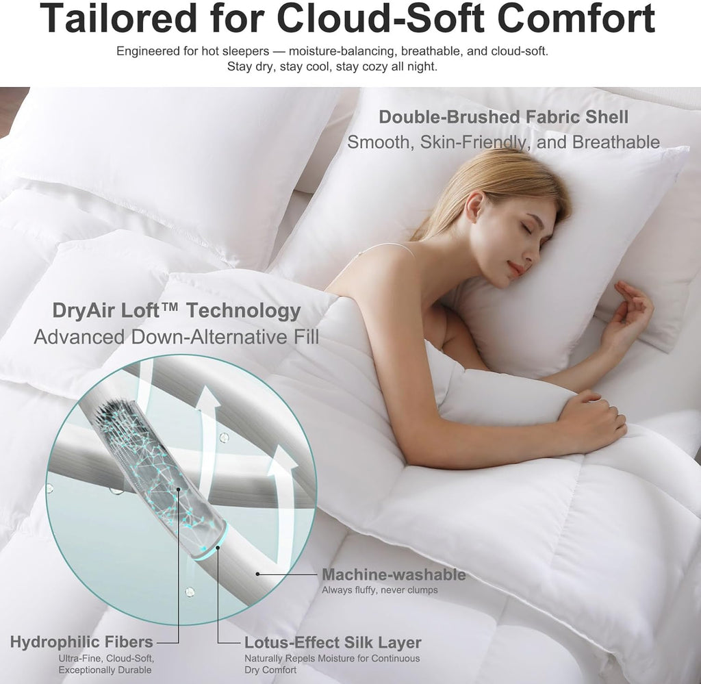 Queen Comforter Set - Reversible Dual Color - Goose Down Alternative