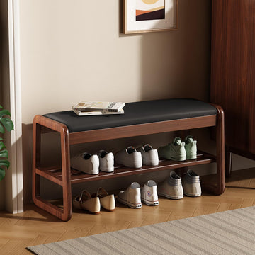Wooden Shoe Storage Bench with Padded Top Cushion (39.4'')