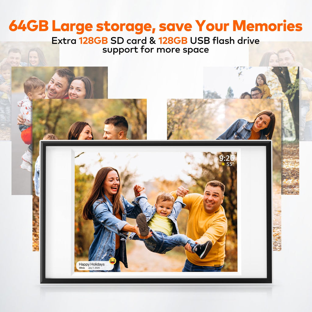 Frameo Digital Picture Frame 12.7'' 64GB Photo Frame, 1440 * 1080P IPS Touch Electronic Picture Frame, Auto-Rotate