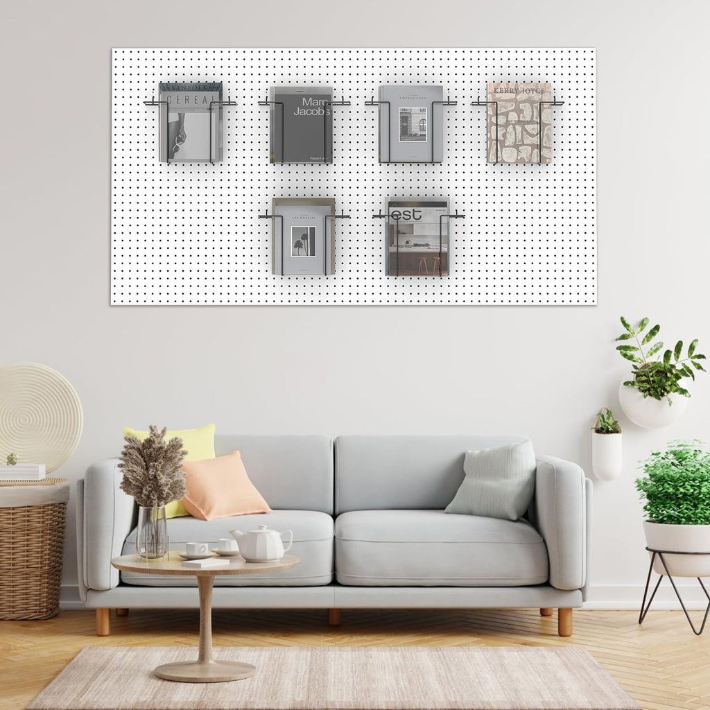 6 Pair Expandable Literature Display Shelf for Pegboard, Metal Wire Peg Board Magazine Holder, Pegboard Shelves