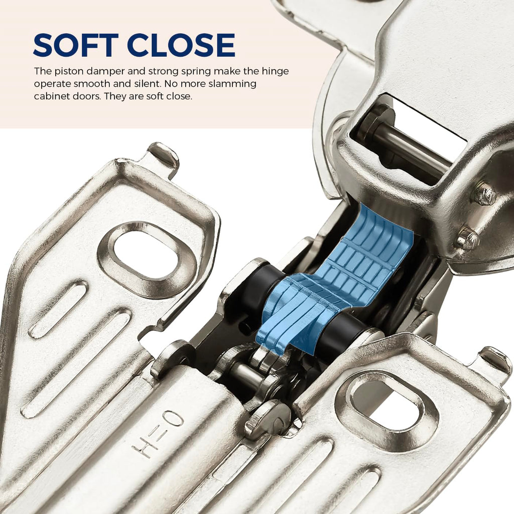 Full Overlay Cabinet Door Hinges, 105 Degree, 20 Packs 10 Pair