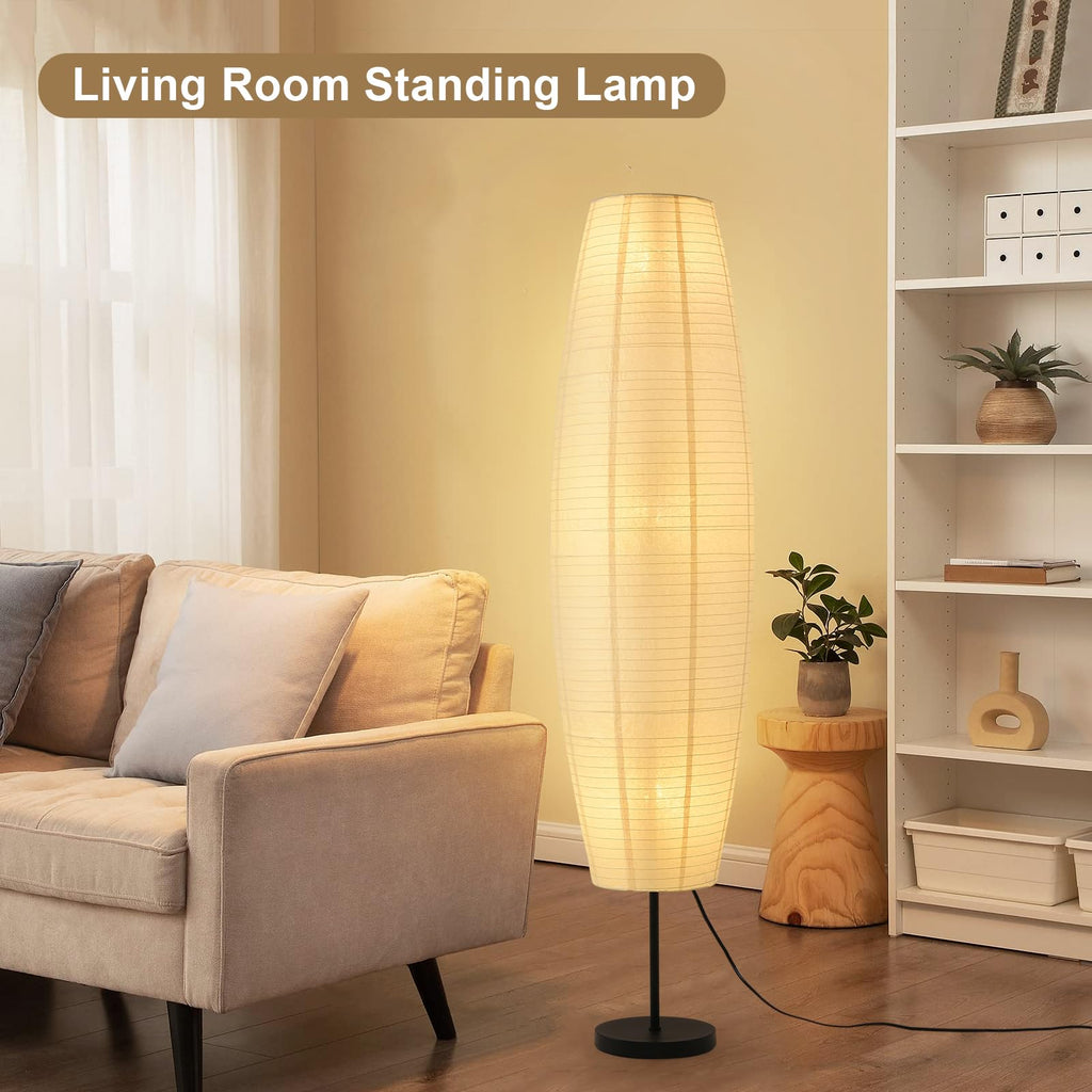 Off-White Paper Lamp Paper Floor Lamp, 3-Lights Bulbs Included