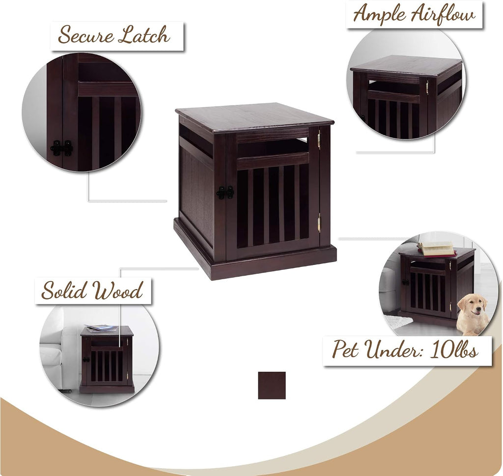 Wood Slats Pet Crate, D x, Espresso (New)