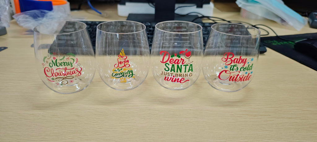 24 Pcs Christmas Plastic Stemless Wine Glasses 12oz Funny Cup Bulk