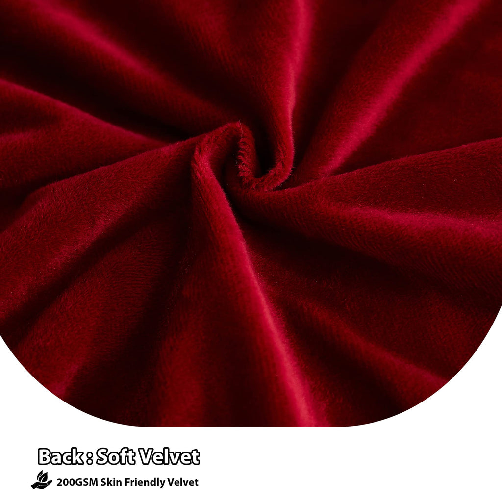 Fluffy Faux Fur Throw Pillow Covers Pack of 2, Burgundy