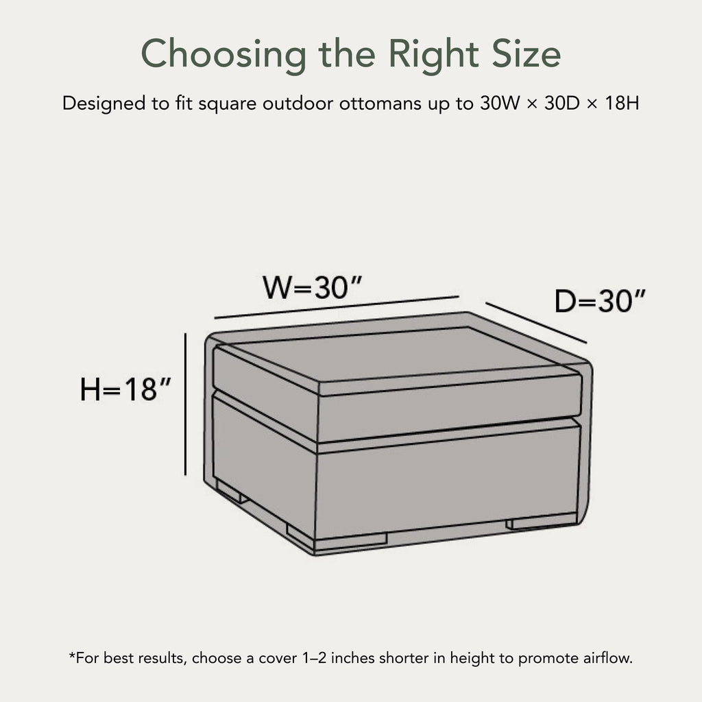 Elite Outdoor Ottoman Cover - 30"W x 30"L x 18"H - Weatherproof