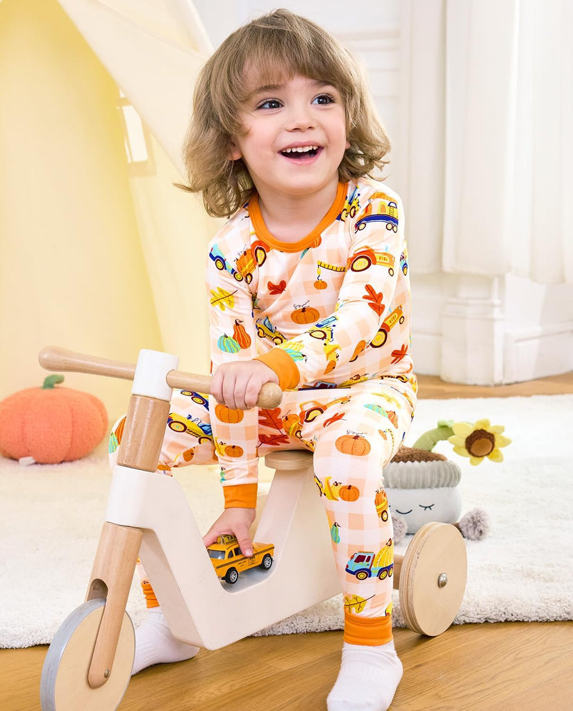 Bamboo Viscose Toddler Kids Pajamas Set, Long Sleeve Boys