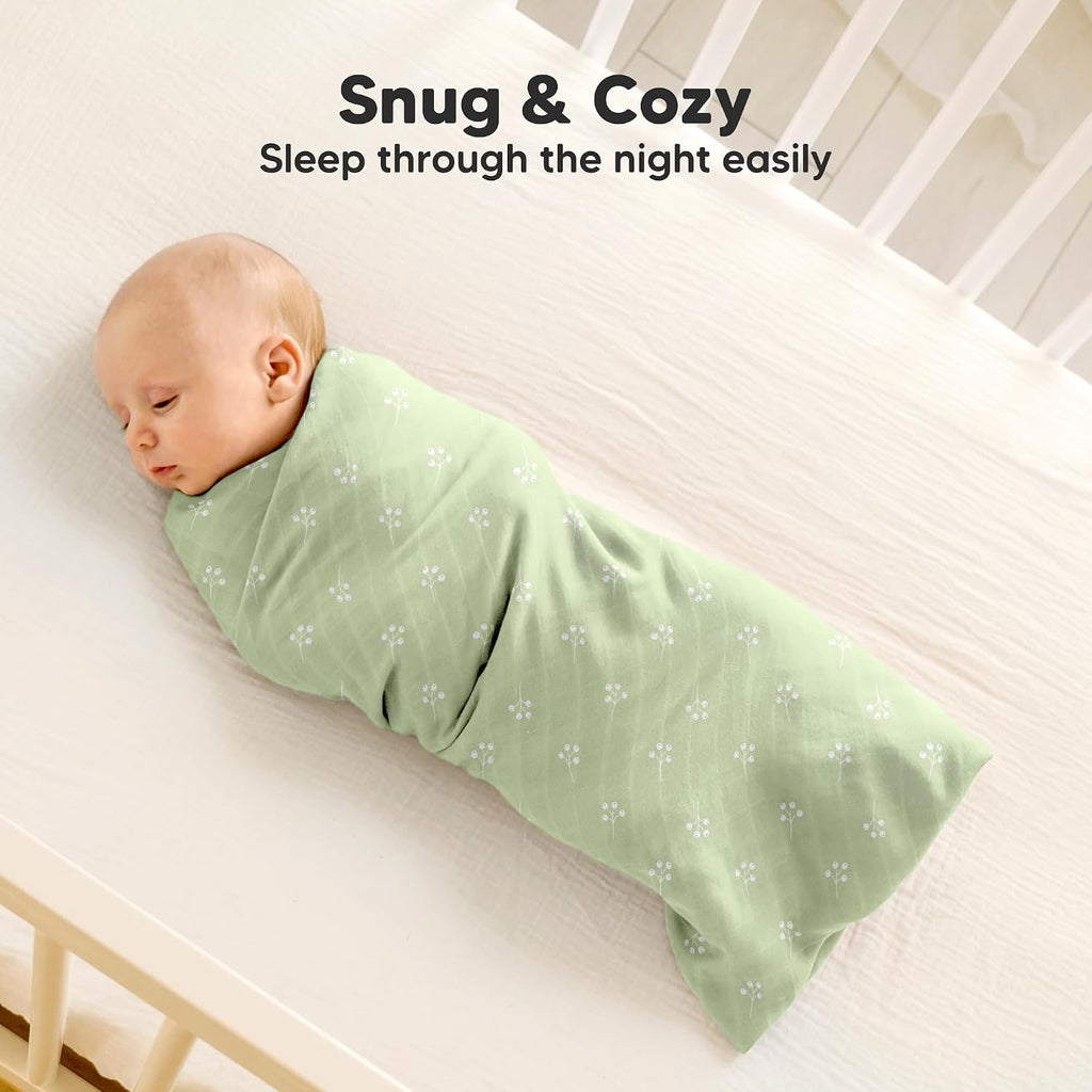 4pk Muslin Swaddle Blankets for Boys, Girls, Newborn Swaddles (Wild Bloom)