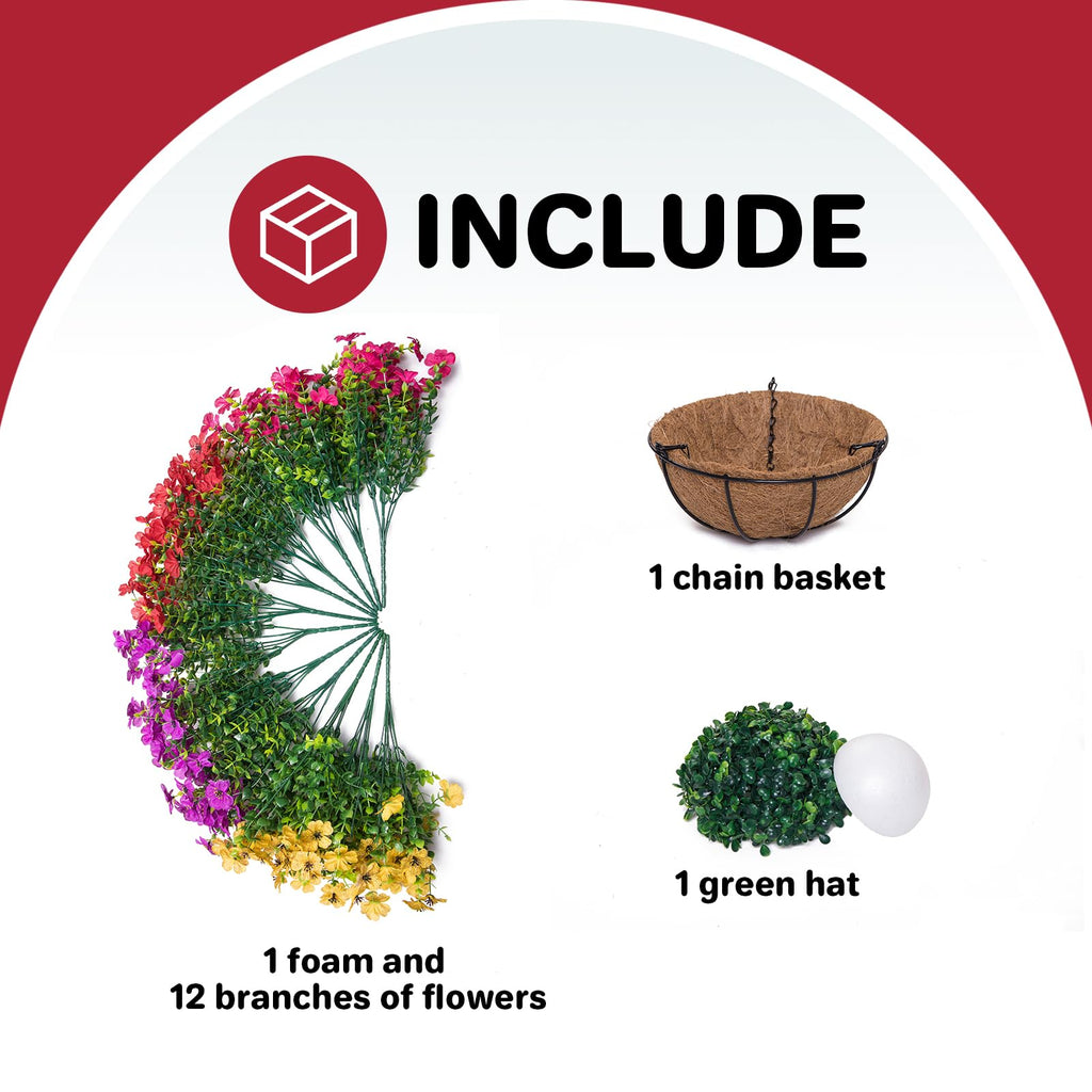 Artificial Mums for Outdoors Planters Fake Mum Realistic Flowers with Basket Faux Plants for Decoration Hanging