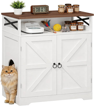 Litter Box Enclosure, Tall Cat Litter Box Furniture with Storage