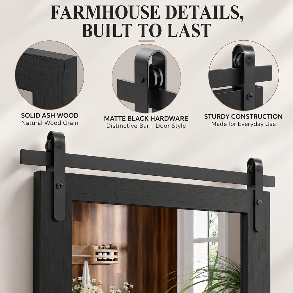 Black Farmhouse Bathroom Vanity Mirror 22" x 30"