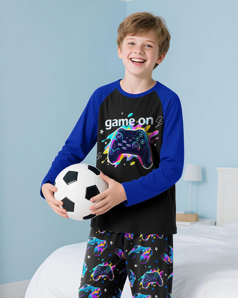 Boys Pajamas Cozy Soft Long Sleeves Top and Pants 2 Piece Cool Pjs Pajamas Set Big Boys Sleepwear