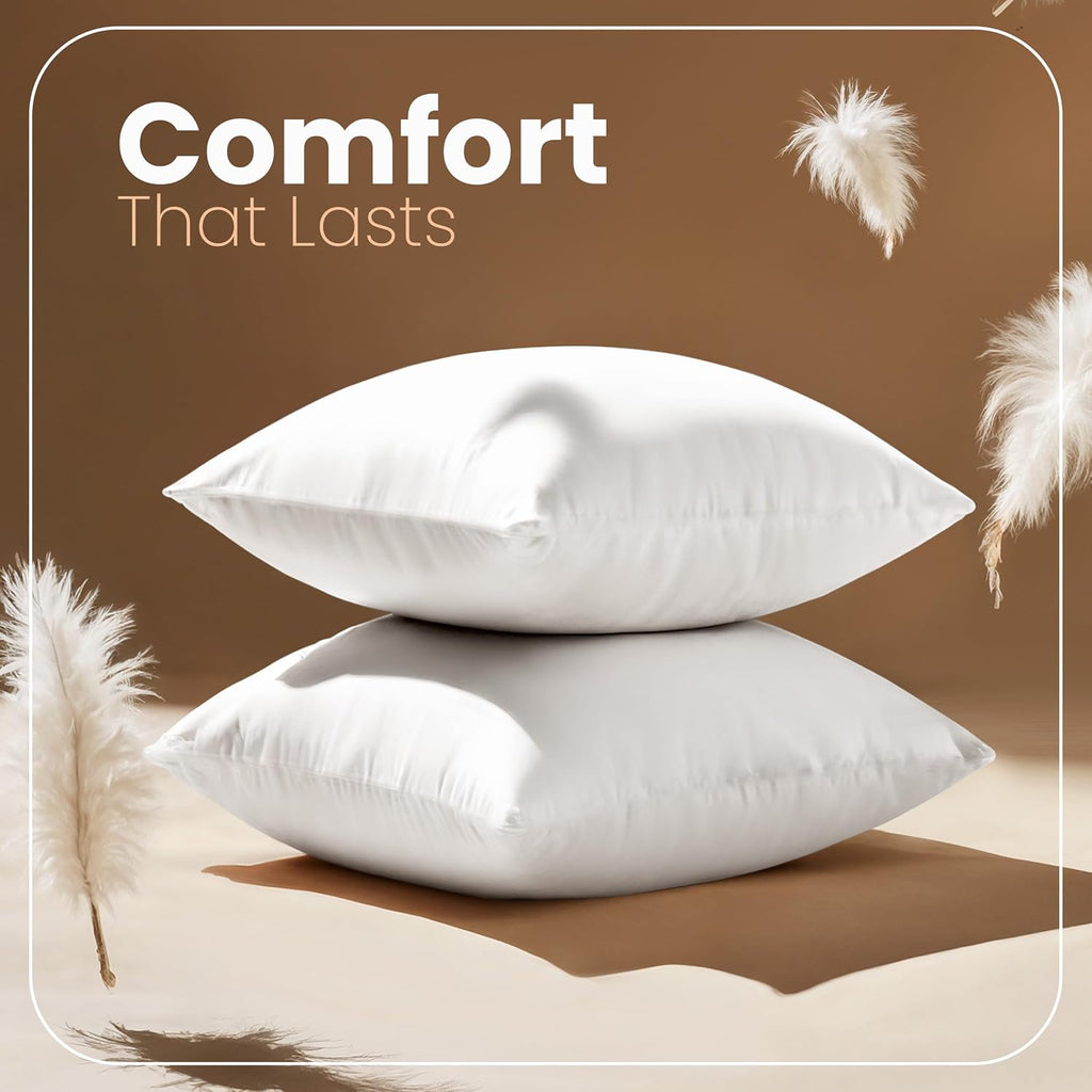 22x22 Pillow Inserts, White Throw Pillows for Couch, 2 Pack - Set of 2