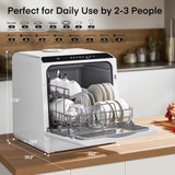Countertop Dishwasher with Delay Start, No Hookup Needed, 5+1 Wash Programs, 360° Dual Spray, 167° High-Temp Wash
