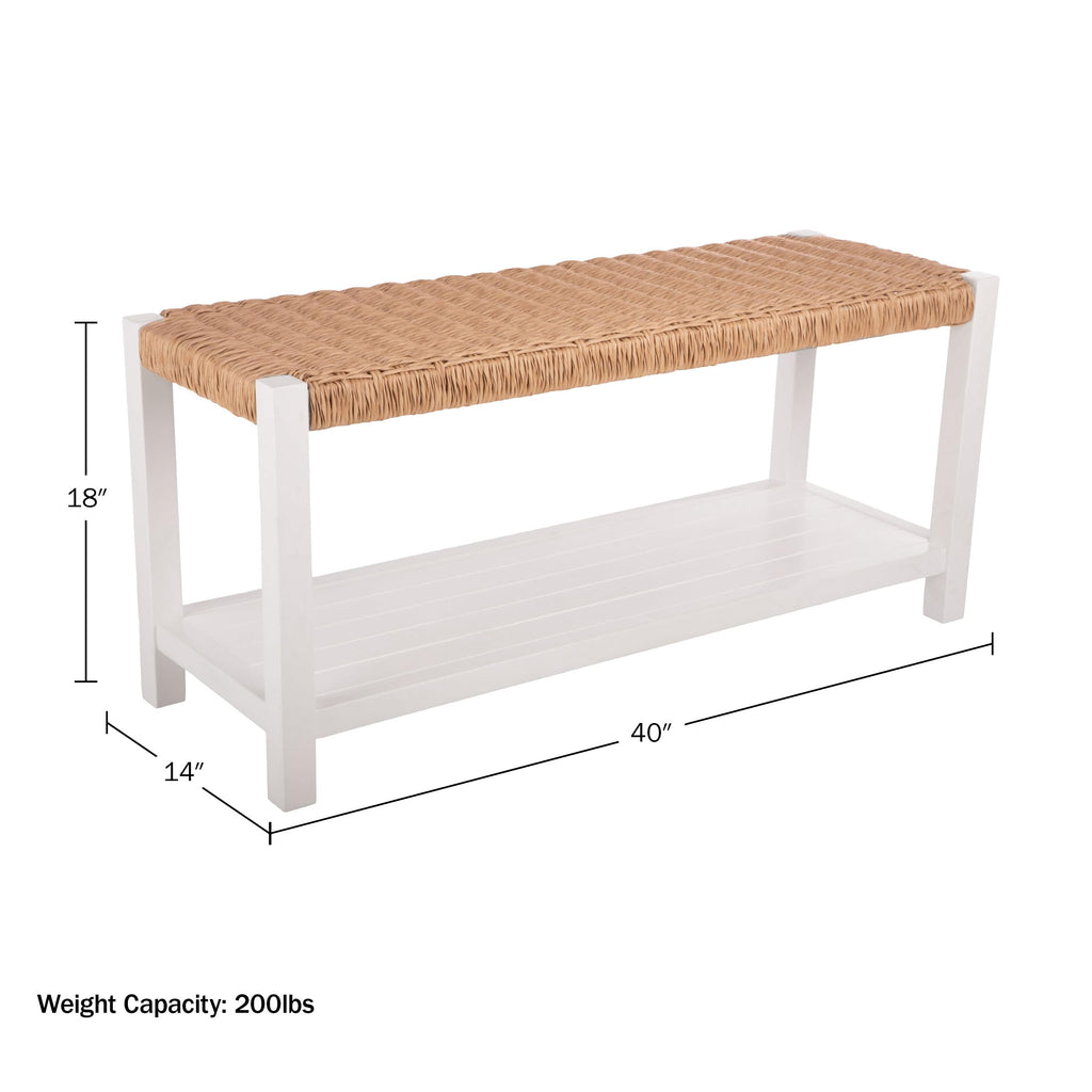 Newport Solid Wood Entryway Bench with Shoe Storage, White
