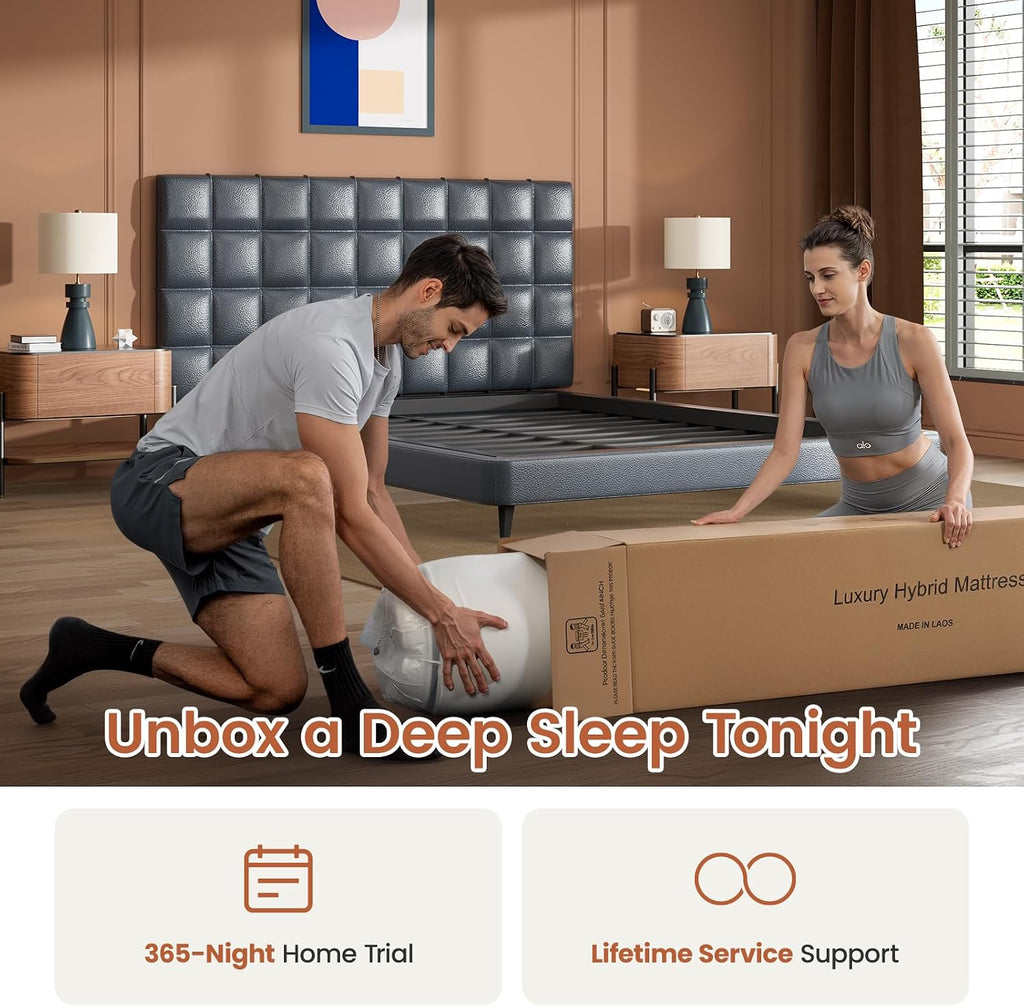 Firm King Mattress 12 Inch - Hybrid Mattress for Extra Back and Lumbar Support - 365 Nights Trial & 10 Years Warranty
