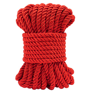 Twisted Silk Rope Cord, 7mm Red Satin Cord Trim Thick Decorative Rope, Cording for Crafts, Curtain Tieback - 11 Yards